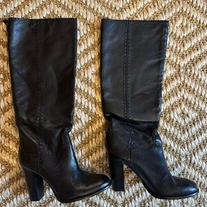 Tory Burch Black Leather Knee-High Boots